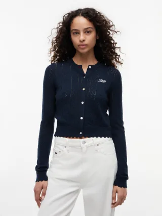 Tommy Jeans (PVH Group) - TJW POINTELLE CARDIGAN Dark Night Navy - Gr. - XS