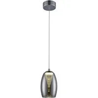 Brilliant Pendelleuchte Metropolis, LED fest integriert, Warmweiß, LED Hängelampe 1flg chrom/rauchglas