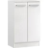 Saphir Unterschrank Quickset 335 Badschrank, 2 Türen, 1 Einlegeboden, 50 cm breit Badezimmer-Unterschrank, Weiß Glanz, Griffe in Chrom Glanz