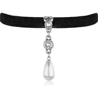 LUISIA® Kette mit Anhänger Samt Kropfband Larea mit Kristallen und Perle von Swarovski® (inkl. Schmuckbox)