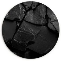 MuchoWow Gemälde Schwarz - Stein - Fels, Fotodruck (1 St), Kreis Wanddekoration, Rundes Wandbild, 30x30 cm