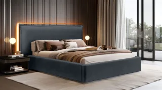 Polsterbett Doppelbett Bett AMADA 160x200cm Komplettset in Stoff Ditra Dunkel...