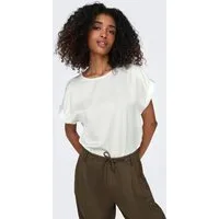 ONLY Kurzarmshirt ONLLIEKE S/S SATIN MIX TOP WVN NOOS regular fit, Web, Polyester, Rundhals, unifarben