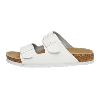 EVER AU Frauen Mallard Leder Zwillingsschnalle Sandalen - Weißes Leder