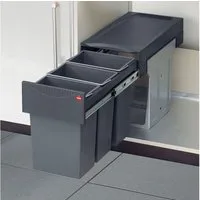 Hailo Einbaumülleimer AS Terzett - 10L/10L/10L - Dunkelgrau 3666131, Abfallsammler Mülleimer