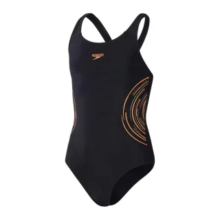 Speedo - "Placement" Badeanzug für Mädchen (Schwarz/Orange)