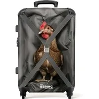 NoBoringSuitcases.com© Hartschalen-Trolley mit leuchtende Räder - Reisendes Huhn 67 cm - 72 L, 4 Rollen, Koffer Mittelgroß für 20kg, Suitcase für Erwachsene, Reisekoffer