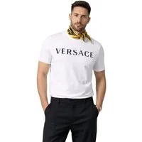 Versace T-Shirt Main Line Stickerei Logo Rundhals Kurzarm Tee Unisex Sofort authentifizierbar durch QR-Code über das Versace System
