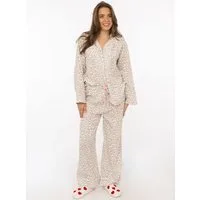 Zwillingsherz Pyjama Classic Leo (2 tlg) Leo-Muster, Oberteil mit Knöpfen, Hose mit elastischem Bund