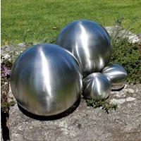 Spetebo Dekokugel Edelstahl Gartenkugel 4er Set matt gebürstet - 10 / 15 / 20 cm (Set, 4 St., Dekokugel), Deko Metall Hohlkugel silber