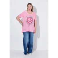 MIAMODA T-Shirt T-Shirt A-Linie Ausbrennerjersey bunter Smiley