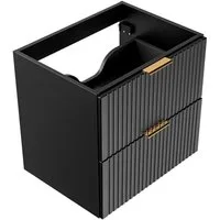 Lomadox Waschbeckenschrank ADELAIDE-56-BLACK schwarz mit gerilllter Front 60/57/46 cm
