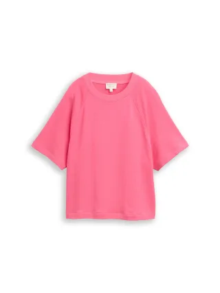 Denim Tom Tailor - Loose Fit Sweatshirt mit Kurzarm soft bright pink - Gr. - S