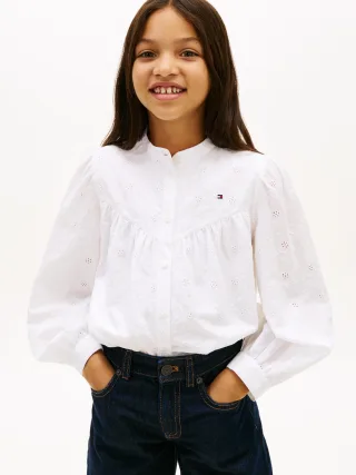 BRODERIE ANGLAISE SHIRT LS White - Gr. - 12