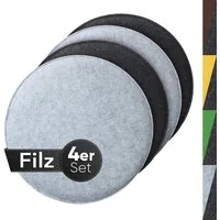 Loco Bird Stuhlkissen 4er Set rund aus Filz Ø 36cm, Stuhlkissen für Schalenstuhl: bequeme Sitzauflage für Bank / Stuhl