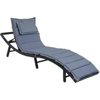 ESTEXO Gartenliege Sonnenliege Strandliege Polyrattan XXL Relaxliege Liege Schwarz