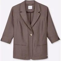 Sheego Blusenblazer Leinen-Blazer 3/4-Arm