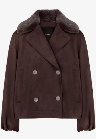 zero - Jacke in Velourslederoptik Chocolate Plum - Gr. - 34