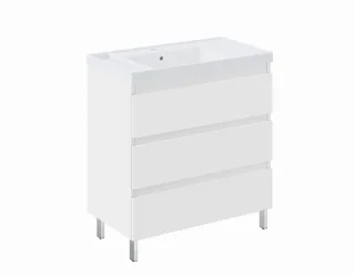 Cosmic Bbest Unterschrank 3 Schubladen und Füsse mit Teckstone-Waschtisch, weiss matt, WJB010P380110 WJB010P3801102