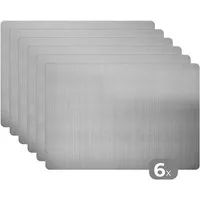 MuchoWow Platzset Metalldruck - Silber - Grau, (6-St), Platzsets, Tischset, Abwaschbar, Tischsets, Platzdeckchen