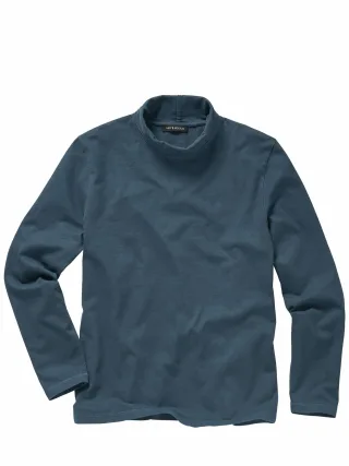 Mey & Edlich Herren Hals-über-Kopf-Rollneck Blau 100 % Baumwolle (bio)