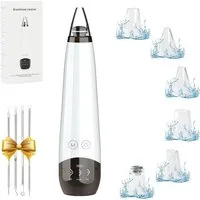 ibettertec Mikrodermabrasionsgerät Porenreiniger,Mitesserentferner,Porensauger,6 Saugköpfen, Gesichtsporenreiniger, Tiefenreinigung,USB-aufladbar, weiß,Komedonen-Extraktor,Geschenkset, Vakuum Beauty Hautpflegegerät mit 3 Modi,für Verschiedene Hauttyp