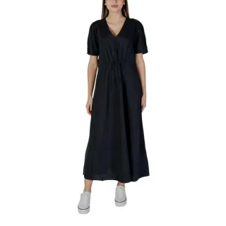 Lässig geschnittenes Maxikleid mit V-Ausschnitt und kurzen Ärmeln