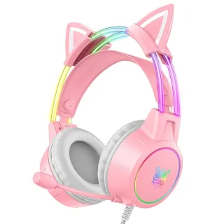 [EU Direct] ONIKUMA X15 Pro Cat Ear Headphone Wired Gaming Headset 50mm Driver Stereo Surround Sound RGB Light Headphone