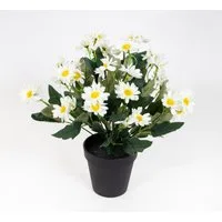 Kunstblume Margeritenbusch 32cm im Topf JA Kunstpflanzen künstliche Blume Pflanze Margerite, Seidenblumen Roß, Höhe 32 cm, Weiß