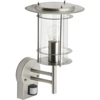 Brilliant Außen-Wandleuchte YORK, Bewegungsmelder, ohne Leuchtmittel, 36cm Höhe, E27 max. 40W, LED geeignet, aus rostfreiem Edelstahl