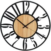 K&L Wall Art Wanduhr industrial XL Holz-Metall Wanduhr ohne Tick-Geräusche (leises Quartz Uhrwerk)