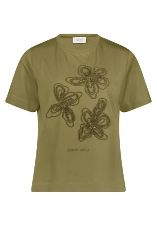 CARTOON - T-Shirt mit floralem Print und Rundhalsausschnitt grün - Gr. - 40