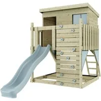 OutdoorToys Spielturm Stelzenhaus Polarstern, aus Holz in Eisblau mit Rutsche, Kletterwand