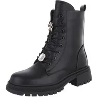 Ital-Design Damen Schnürschuhe Freizeit Schnürstiefelette (87451866) Blockabsatz Stiefeletten in Schwarz