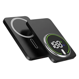 YM123 15W 5000/10000mAh Magnetic Power Bank with Smart Digital Display External Battery Power Supply with 1 Input & 2 Ou