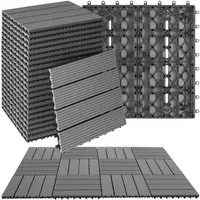 tectake Terrassendielen Terrassenfliesen 22er Set im Klicksystem, 31 x 31 x 2,2 cm, 2,1142 m², BxL: je 31,00x31,00 cm, (Terrassenplatten Außenbereich Tegulas, 22-St., in grau), robustes WPC in Holzoptik, mit Drainage, wetterfest