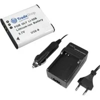 Trade-Shop 2in1 Set passend für Ricoh CX3 CX4 CX5 PX DB100 Ladegerät + Kamera-Akku Li-Ion 950 mAh (3,7 V), Für 220V Steckdose und 12V/24V Kfz Zigarettenanzünder