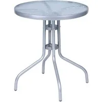 Linder Exclusiv GmbH Bistrotisch Bistro-Tisch rund mit Glasplatte 60 cm Silber