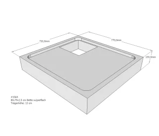 Neuesbad Wannenträger für Bette superflach 75x80x3,5 SD22703