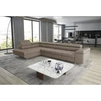 thematys Ecksofa ASTON LONG 355 x 204cm mit Schlaffunktion & Bettkasten – L-Sofa, mit 4 verstellbaren Kopfstützen, Cord (Poso) oder Samt (Monolith), - XXL Wohnlandschaft im modernen Design