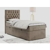 MKS MÖBEL Boxspringbett PERA (Set, Packung, Topper T25/Visco, T30-Schaum, H3-Matratze, gesteppt), Polsterbett mit Kopfstütze, Multipocket-Matratze, Einzelbett, 90x200