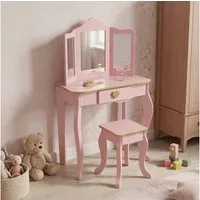 SCENA LIVING Schminktisch Kinderschminktisch REIA, mit Spiegel und Hocker im Set, rosa