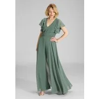 SWING Jumpsuit - Chiffon Jumpsuit mit Überrock und Volantärmeln Oberteil in figurbetonter Passform