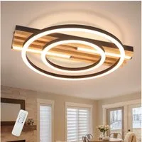 Nettlife LED Deckenleuchte Dimmbar Holz 3 Ringe 46W Modern Deckenlampe 70cm Wohnzimmer, LED fest integriert, 1/2/3/4 Ringe für Schlafzimmer Büro Küche