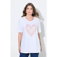MIAMODA T-Shirt T-Shirt A-Linie Herz mit 3D-Blüten und Glitzer