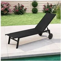 COSTWAY Gartenliege, 1 St., Liegestuhl mit Rollen, 6-stufig verstellbar
