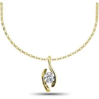 Adam & Eve Goldkette Halskette 585/- mit 0.15ct Brillant Gelbgold 0,15 ct., Elegante Halskette Damen Gold mit Brillant - Silber Halsketten Luxus