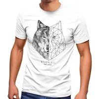 Neverless Print-Shirt Herren T-Shirt Wolf Polygon Kunst Grafik Tiermotiv Printshirt Fashion mit Print