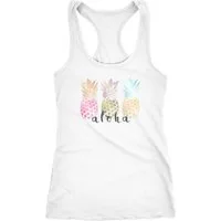 Neverless Tanktop Damen Tank-Top Aloha Ananas Print Pineapple bunt Racerback Tank Top