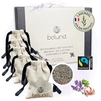 belund. Raumduft BIO-Baumwolle Lavendelsäckchen der Provence mit Zedernholz & Minze (5x Säckchen, Lavendelmischung mit Minze & Zedernholz), Lavendel, Kleidermotten, Duftsäckchen, Zedernholz, Pfefferminze, Bio